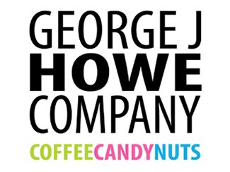 Logo for the George J. Howe Company featuring bold black text and Coffee Candy Nuts in green, pink, and blue below—perfect for promoting the Howe Company: Excess Equipment Auction.