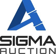 Logo for Sigma Auction. The design features a stylized blue A resembling a gavel, above the bold black text SIGMA AUCTION—perfect for an Excess Equipment Auction Sale for the Food and Beverage Industry. SIGMA appears larger, with AUCTION below in smaller letters.